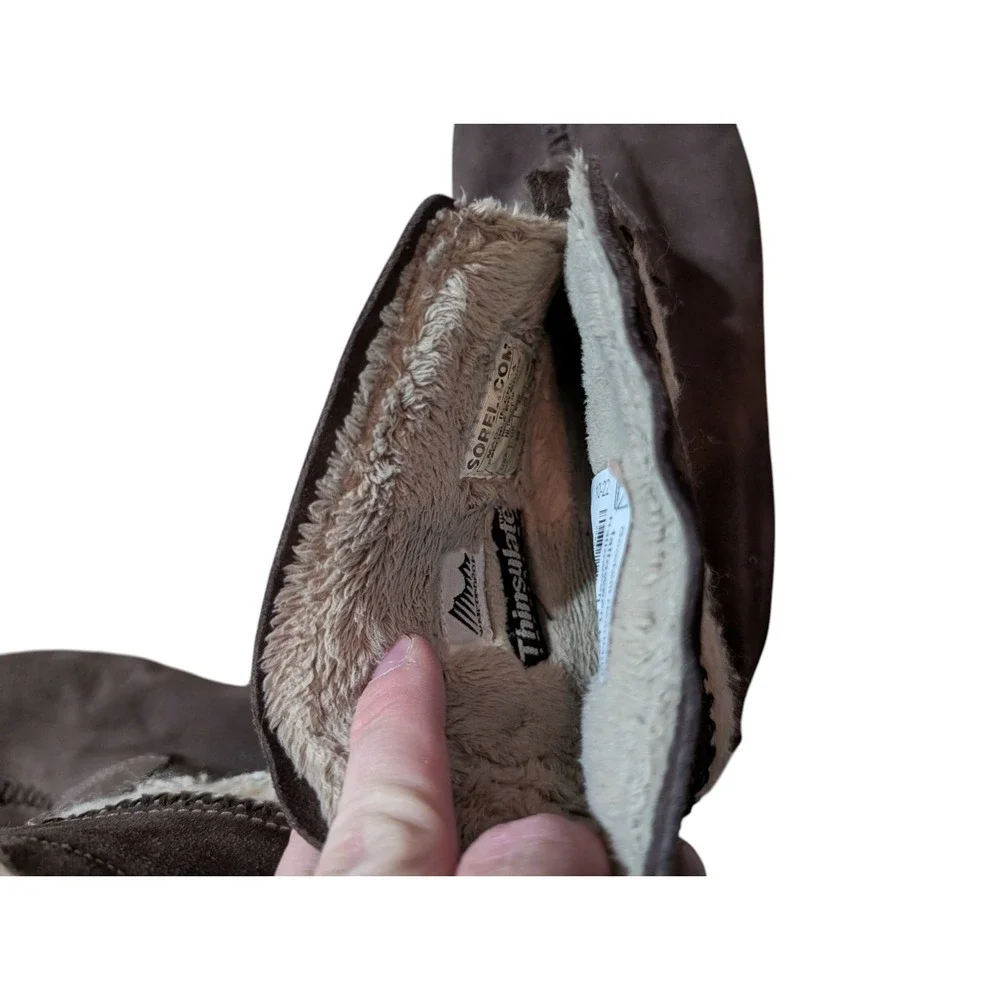 Sorel Nicolet Slip on Winter‎ Boots Womens Size 7 Stout Brown Leather Insulated